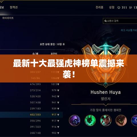 最新十大最强虎神榜单震撼来袭！