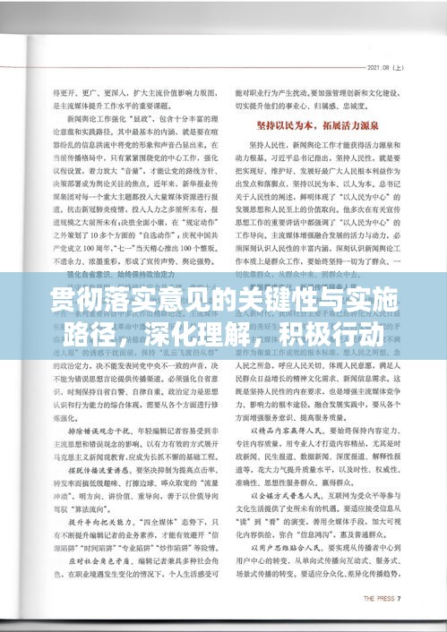 贯彻落实意见的关键性与实施路径，深化理解，积极行动